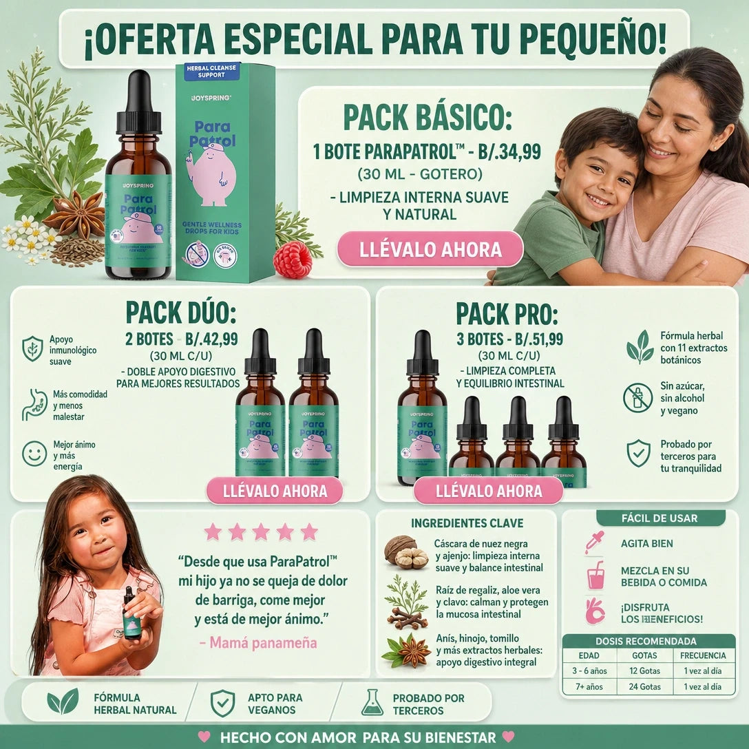 PARAPATROL JOYSPRING 🌿🧒 APOYO DIGESTIVO HERBAL PARA NIÑOS + FÓRMULA LÍQUIDA DE 11 HIERBAS ✨