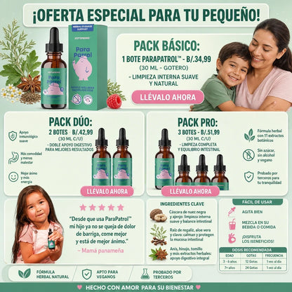 PARAPATROL JOYSPRING 🌿🧒 APOYO DIGESTIVO HERBAL PARA NIÑOS + FÓRMULA LÍQUIDA DE 11 HIERBAS ✨