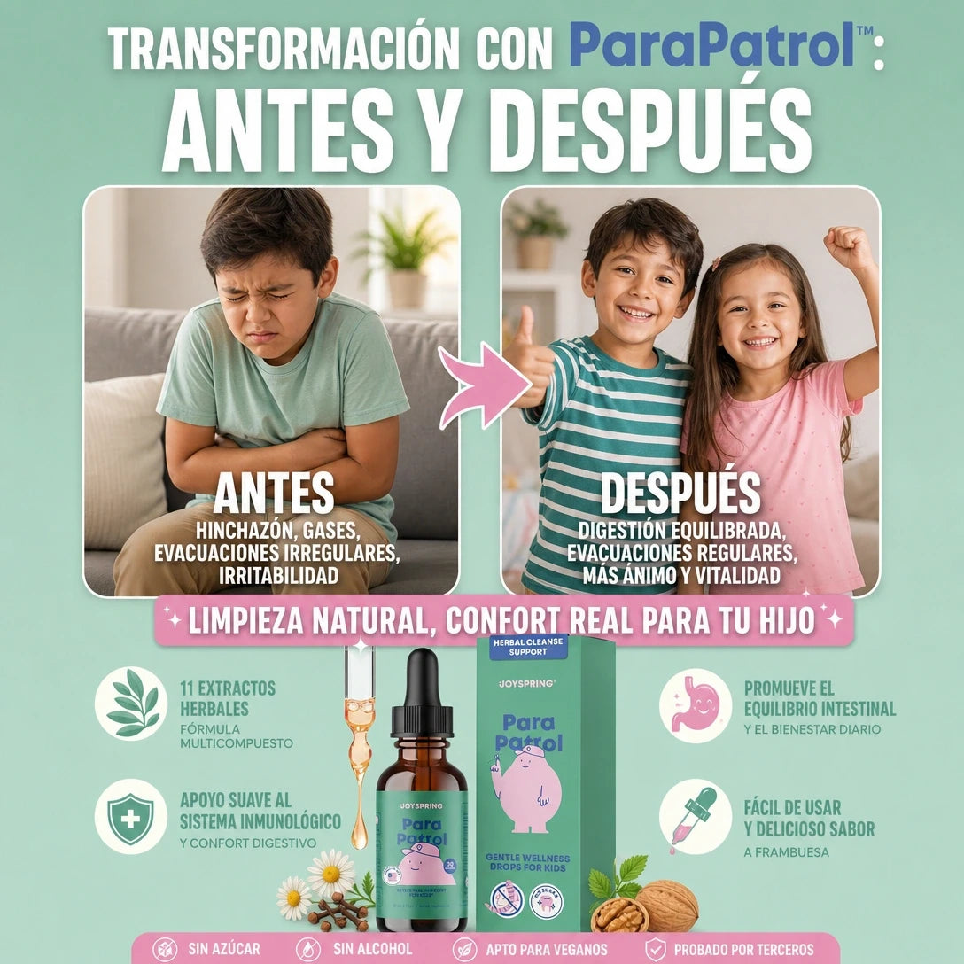 PARAPATROL JOYSPRING 🌿🧒 APOYO DIGESTIVO HERBAL PARA NIÑOS + FÓRMULA LÍQUIDA DE 11 HIERBAS ✨