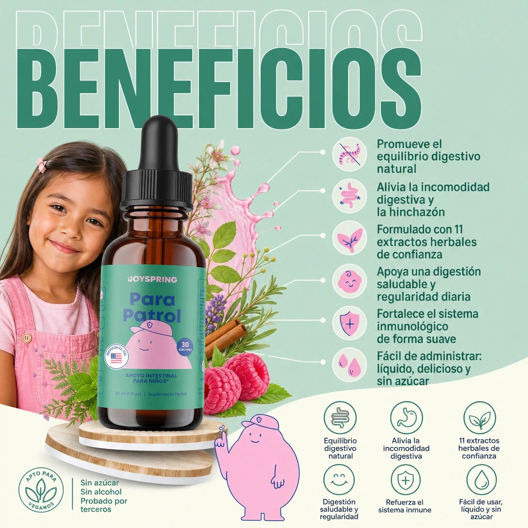 PARAPATROL JOYSPRING 🌿🧒 APOYO DIGESTIVO HERBAL PARA NIÑOS + FÓRMULA LÍQUIDA DE 11 HIERBAS ✨
