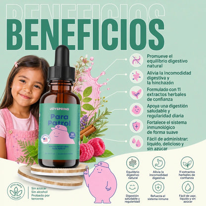 PARAPATROL JOYSPRING 🌿🧒 APOYO DIGESTIVO HERBAL PARA NIÑOS + FÓRMULA LÍQUIDA DE 11 HIERBAS ✨