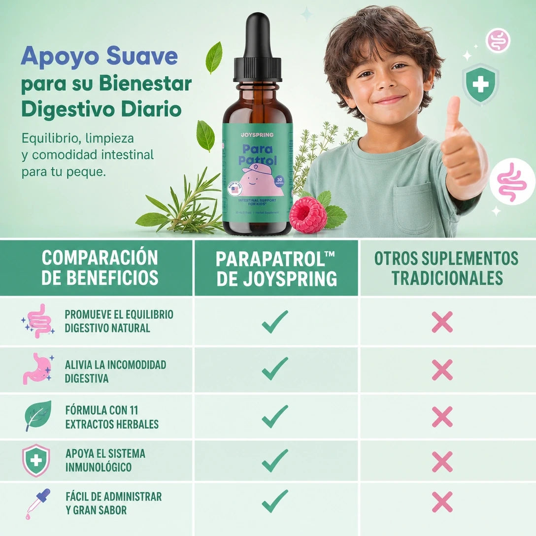 PARAPATROL JOYSPRING 🌿🧒 APOYO DIGESTIVO HERBAL PARA NIÑOS + FÓRMULA LÍQUIDA DE 11 HIERBAS ✨