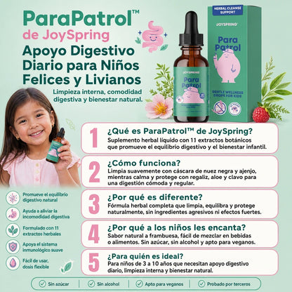 PARAPATROL JOYSPRING 🌿🧒 APOYO DIGESTIVO HERBAL PARA NIÑOS + FÓRMULA LÍQUIDA DE 11 HIERBAS ✨